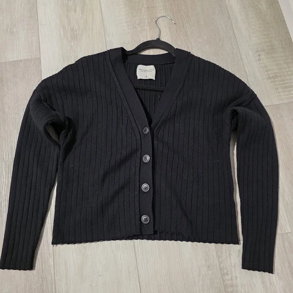 Abercrombie & Fitch Black Ribbed Cardigan - Picture 3 of 6